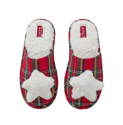 THUN® Pantofole Donna Thunland Tartan Stella Rosso