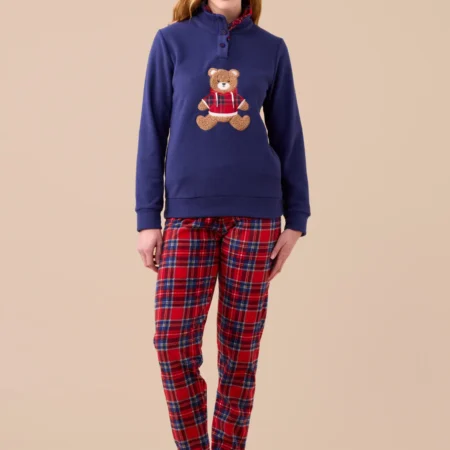 Pigiama donna invernale in micropile articolo scozzese Noรฌdinotte