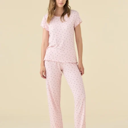 Pigiama donna in costina articolo cuoricini Noidรฌnotte
