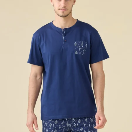 Pigiama uomo estivo in cotone articolo navy dot Noidìnotte